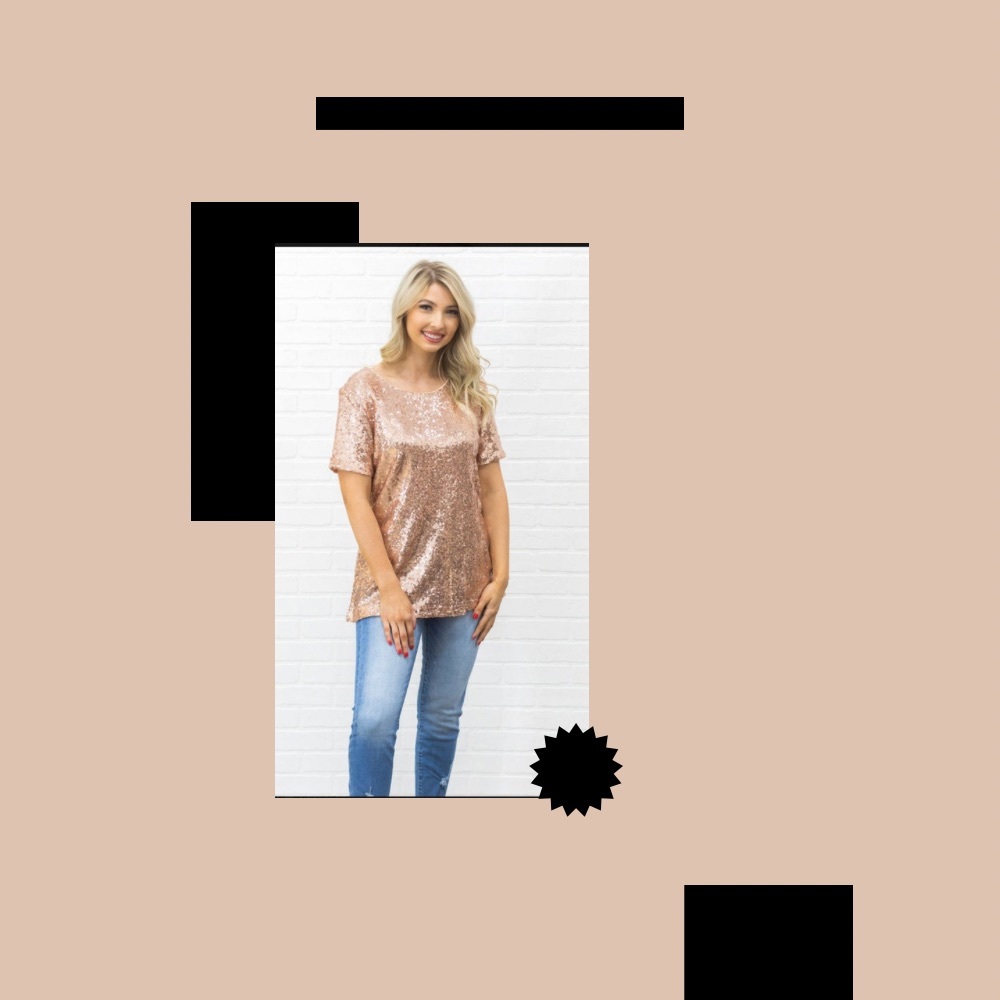 Sequin Top in Rose Gold